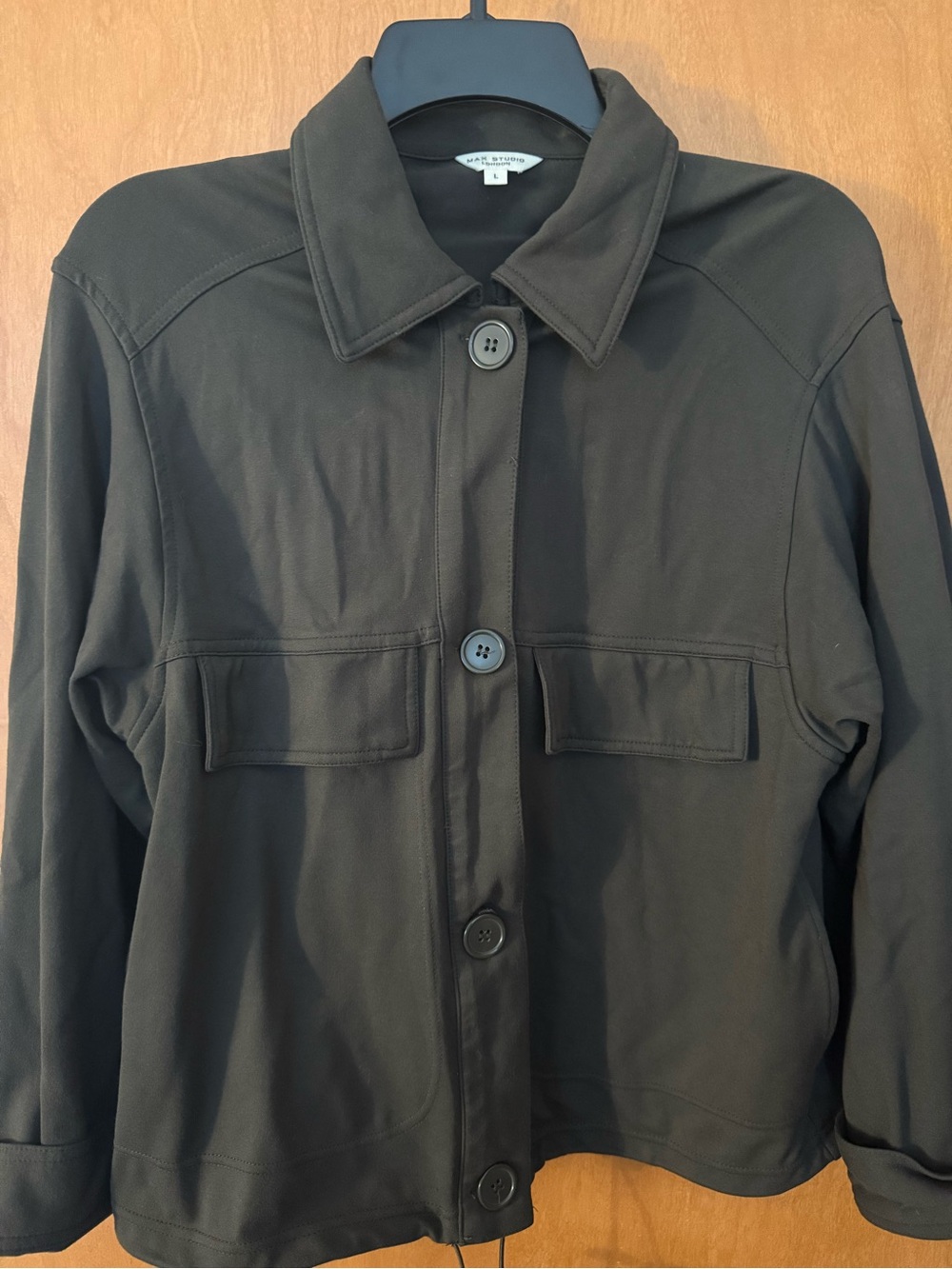 Max Studio Olive Green Utility Button-Front Jacket - Picture 3 of 3